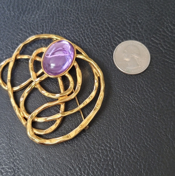 Vintage Avon 1992 "Golden Web" Bookpiece, Modern Abstract Design, Brooch- Estate - Picture 3 of 7